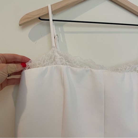 Zara White Fitted Corset Milkmaid Cropped Top with Lace Trim - Picture 10 of 12